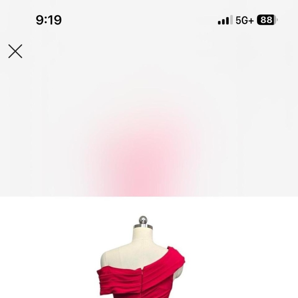 M1. Mac Duggal Red off the shoulder maxi dress - Picture 3 of 5